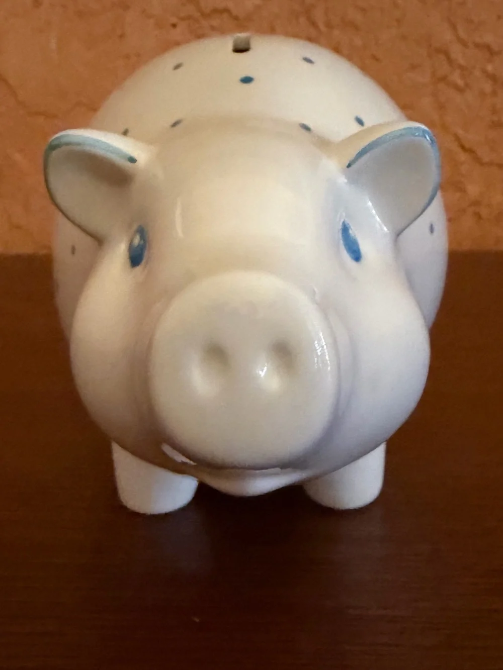 Tiffany & CO Authentic Ceramic Piggy Bank with light blue dots Great condition! - Picture 1 of 11